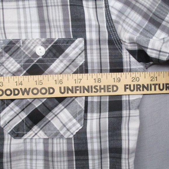 Levi Strauss Madras Plaid Button Down T-Shirt Black & Gray Men Size | M - Picture 4 of 8